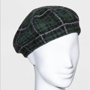 Wild Fable Green Plaid Wool Knit Beret